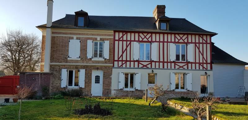 Rénovation d'un ravalement à Harcourt proche du Neubourg en Normandie